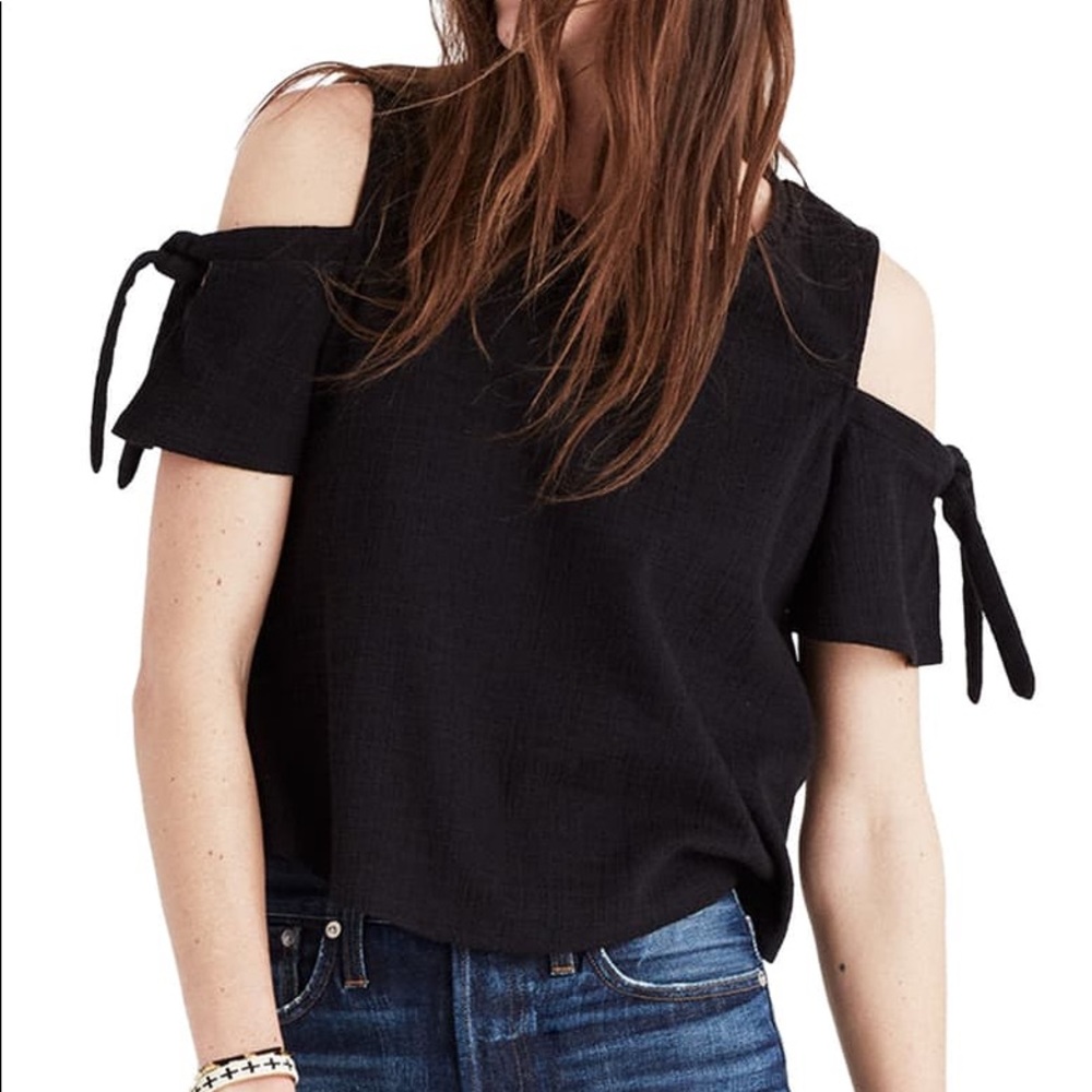 Madewell Skylark Black Open Shoulder Top